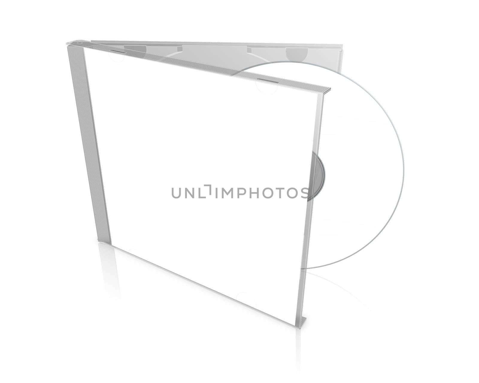 3D blank DVD case isolated on white background