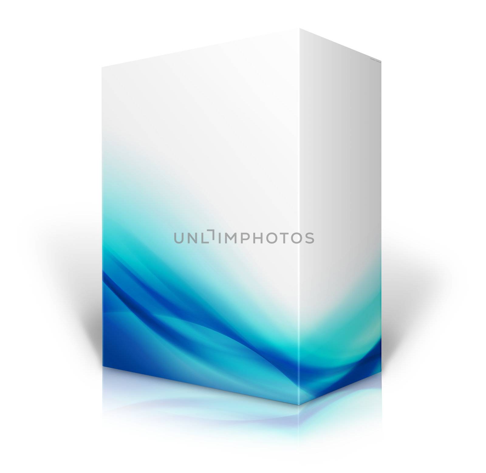 3D blue and white box isolated on white background