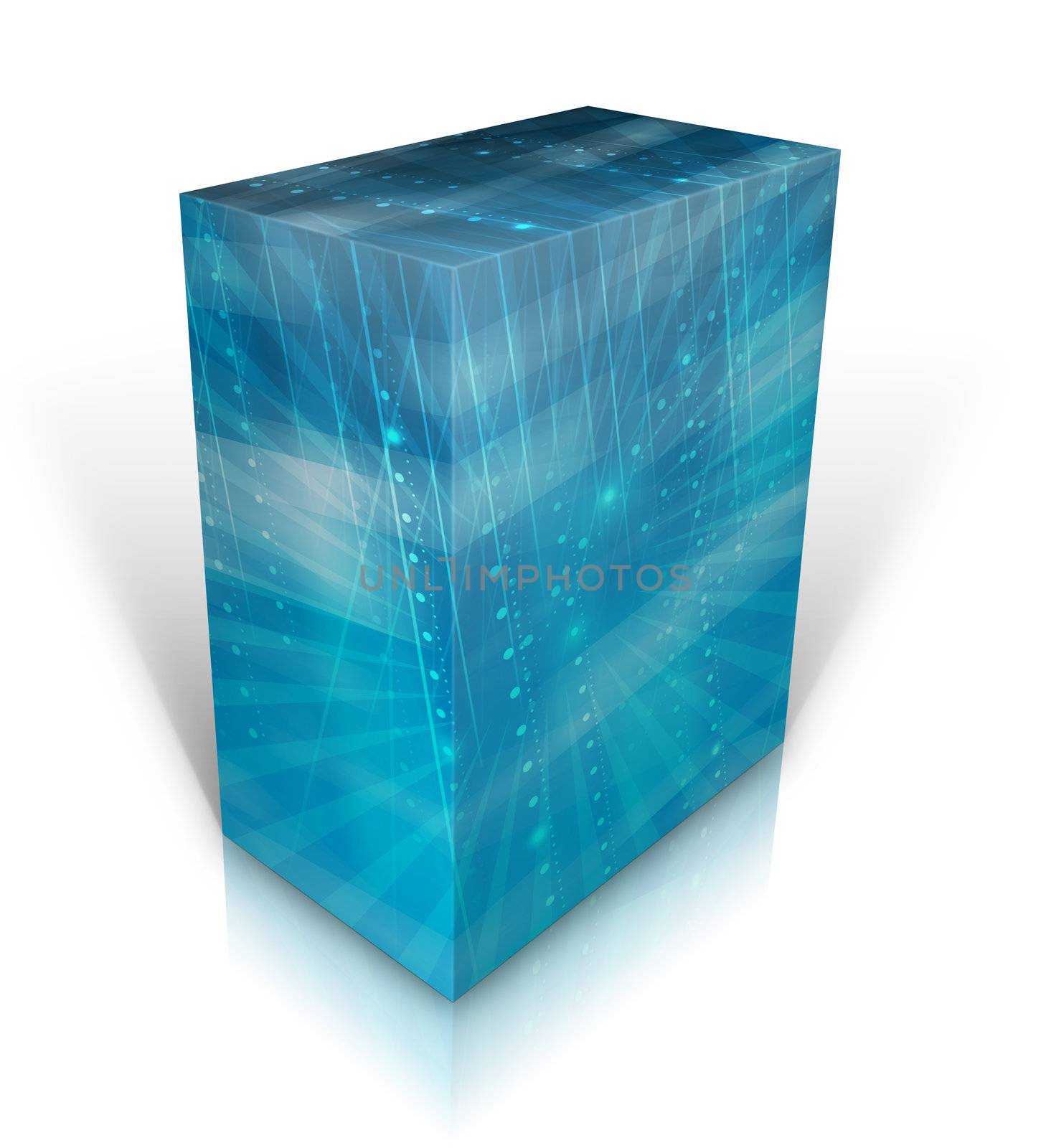 3D abstract blue software box isolated on white background
