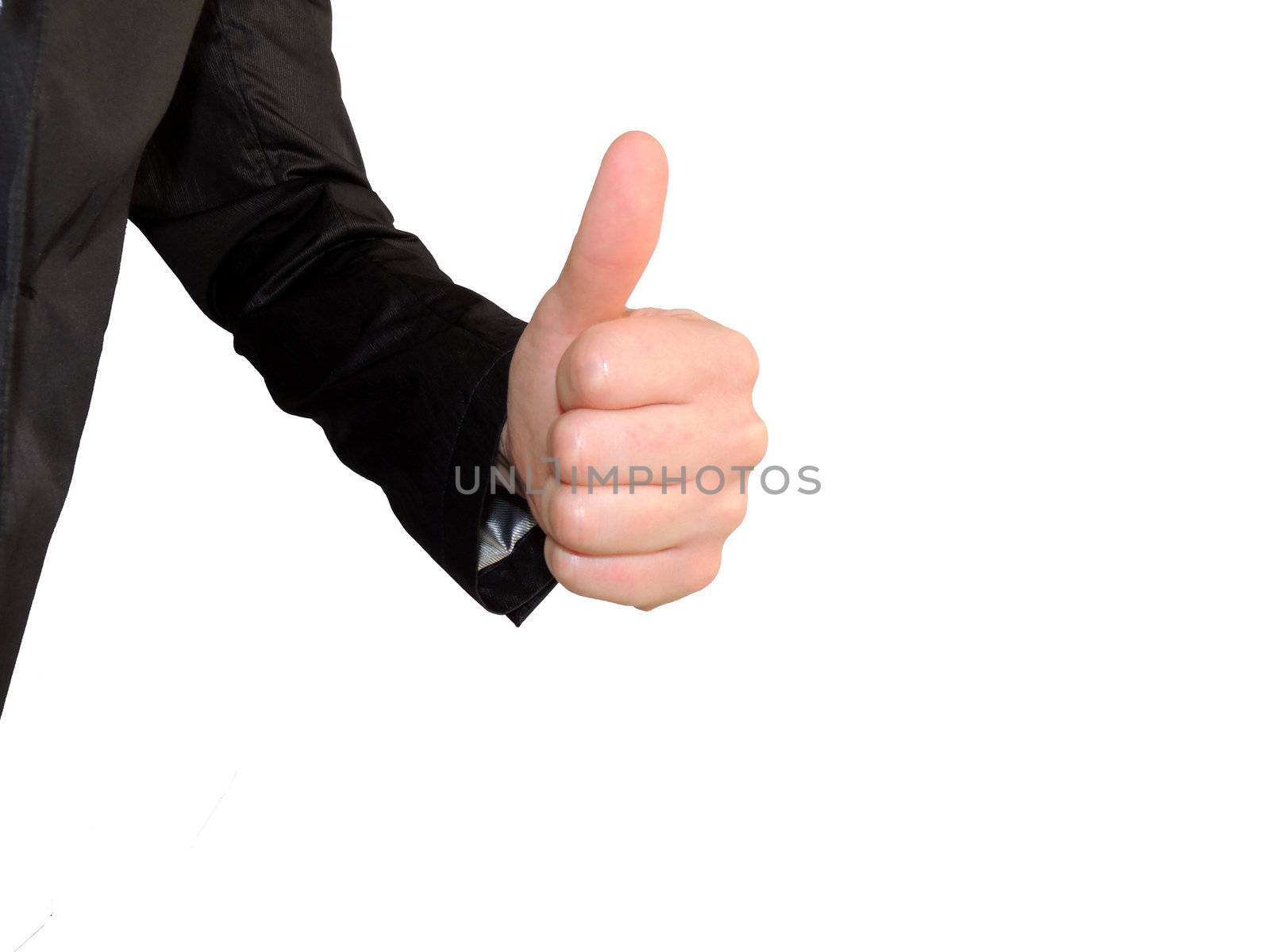 Business man hand thumb up