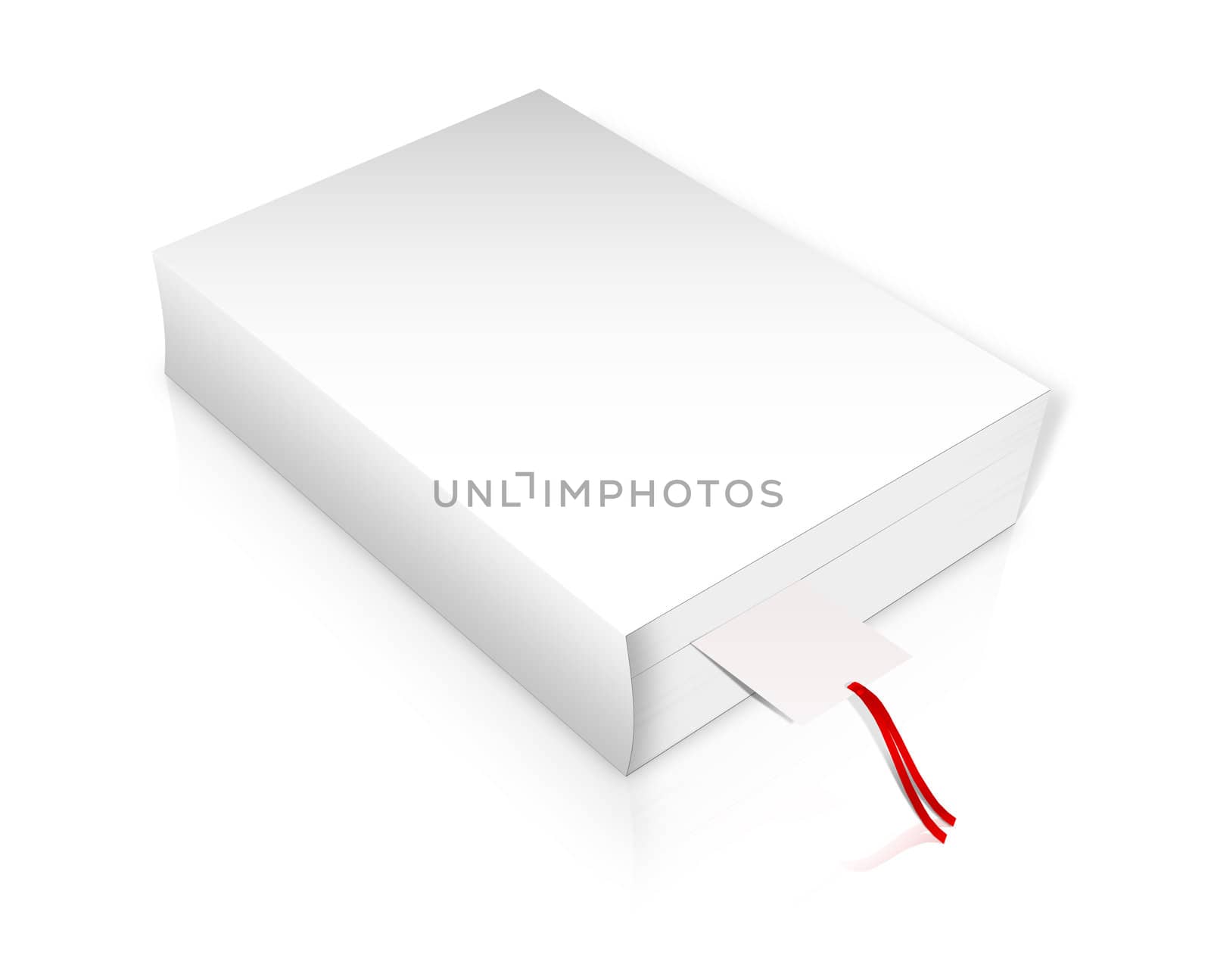 Laying Blank book with white cover on white background