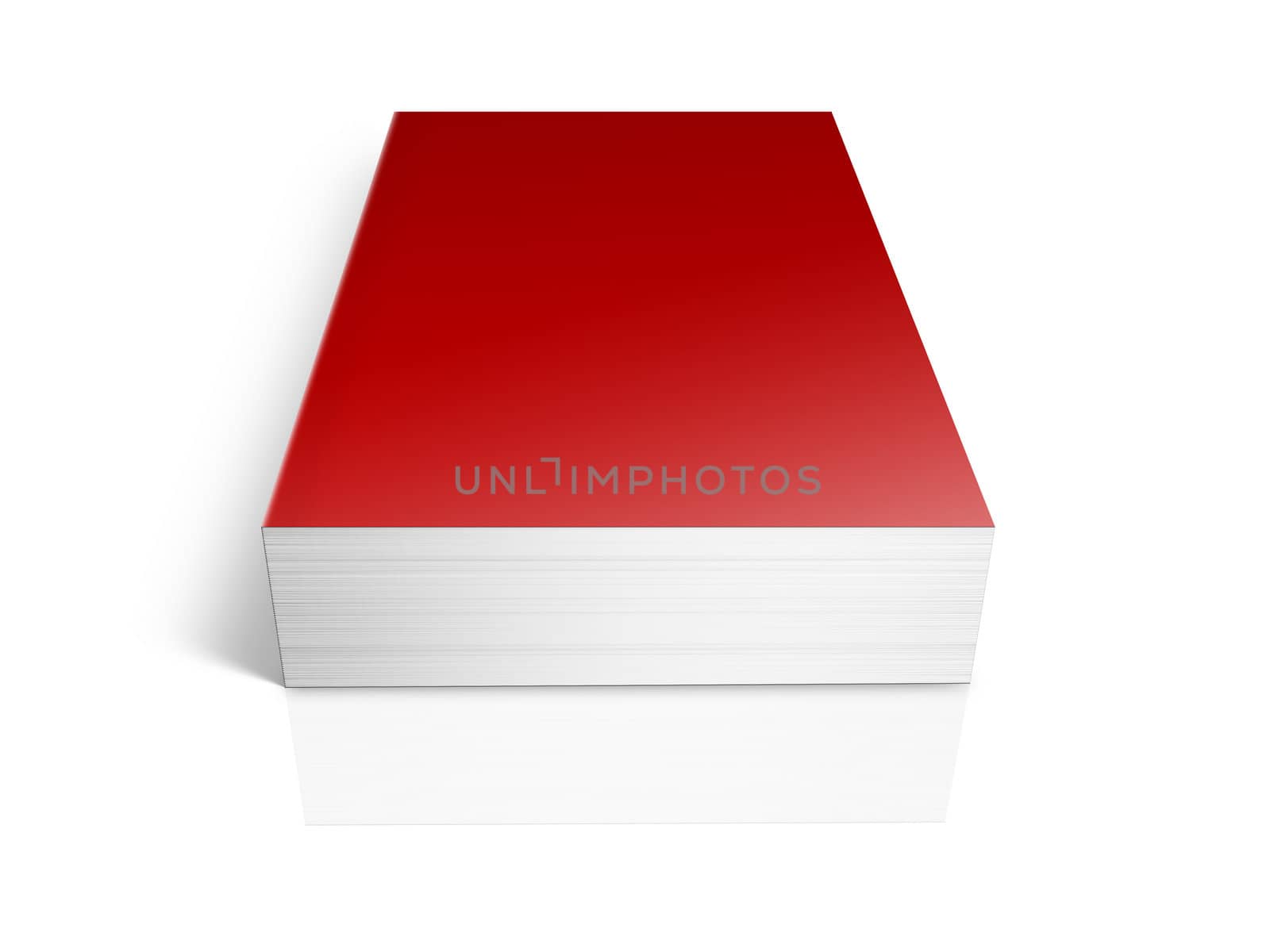 big red perspective book with shadows isolated on white background