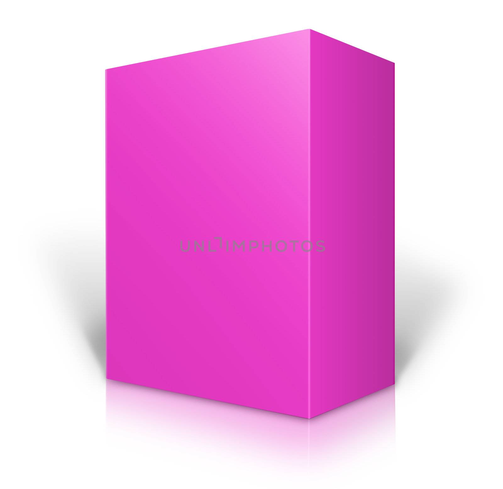 3D pink box whith shadows isolated on white background