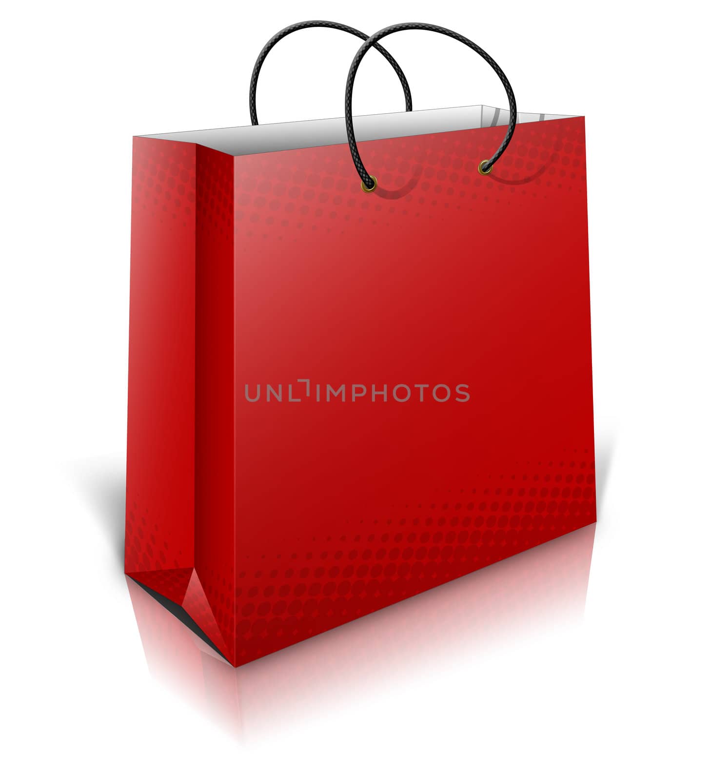 3D red Gift Bag with shadows isolated on white background