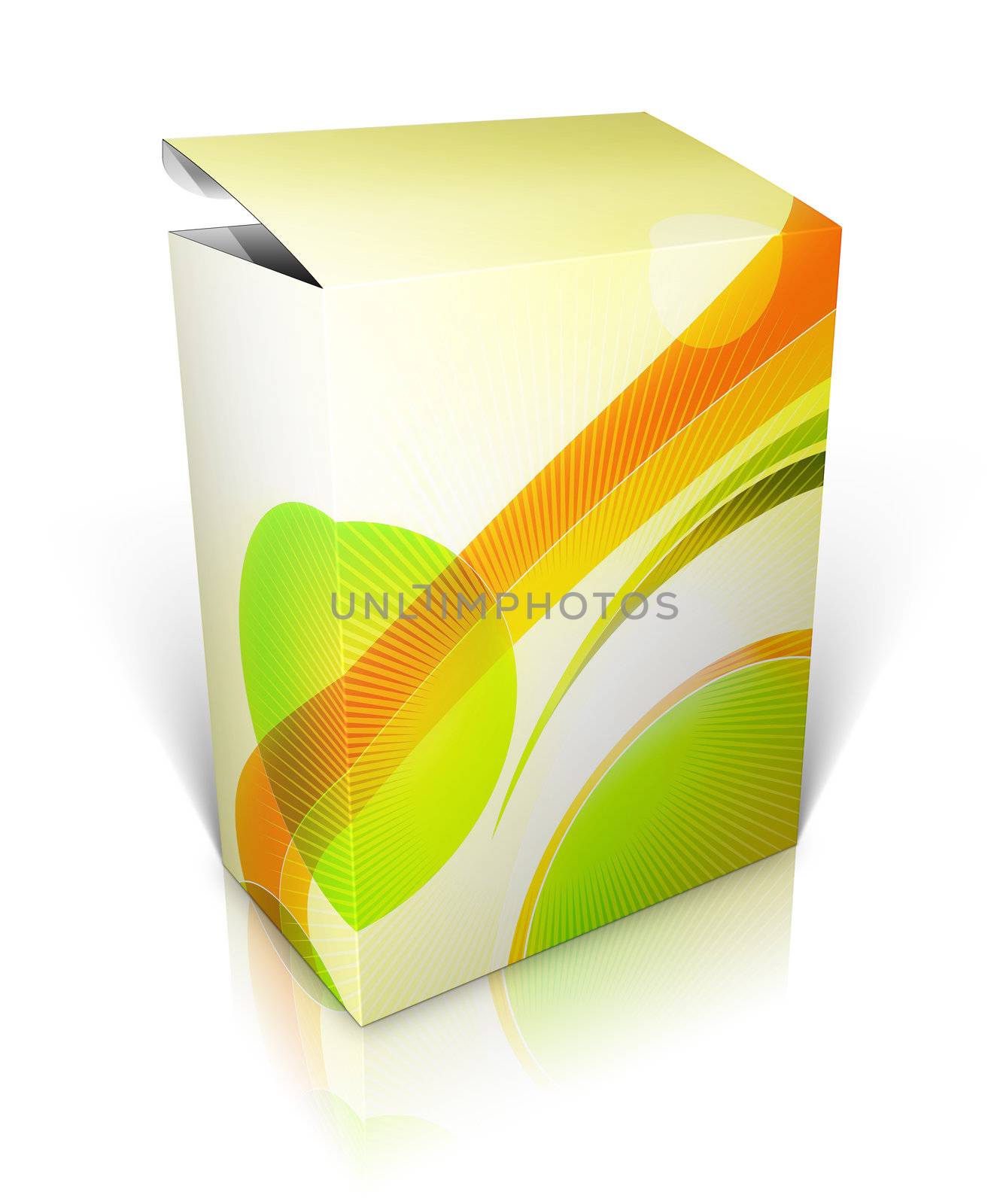 3D orange and red shapes box on white background