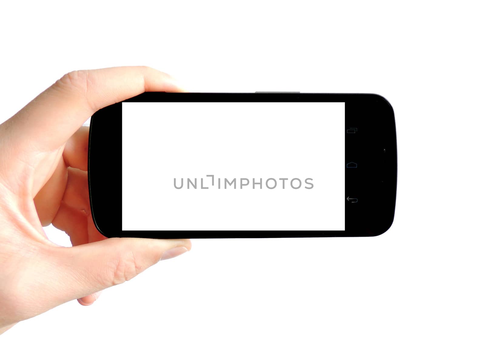 Smart Phone In Hand Isolated on white