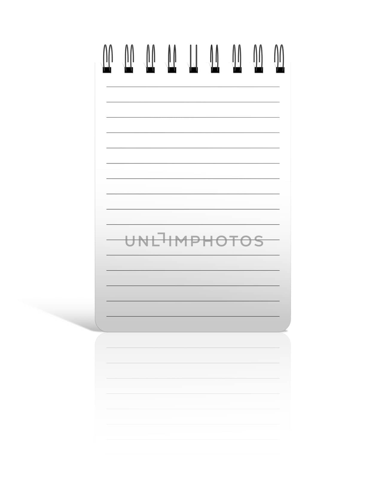 blank white spiral notepad isolated on white background