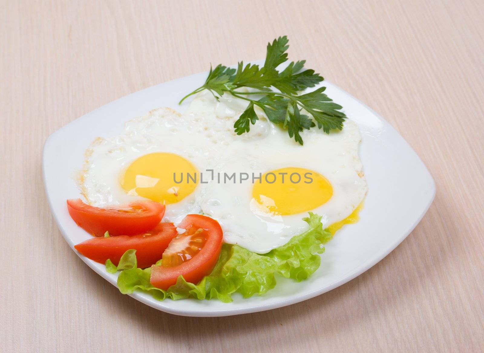 Delicious egg with vegetable close up .morning meal