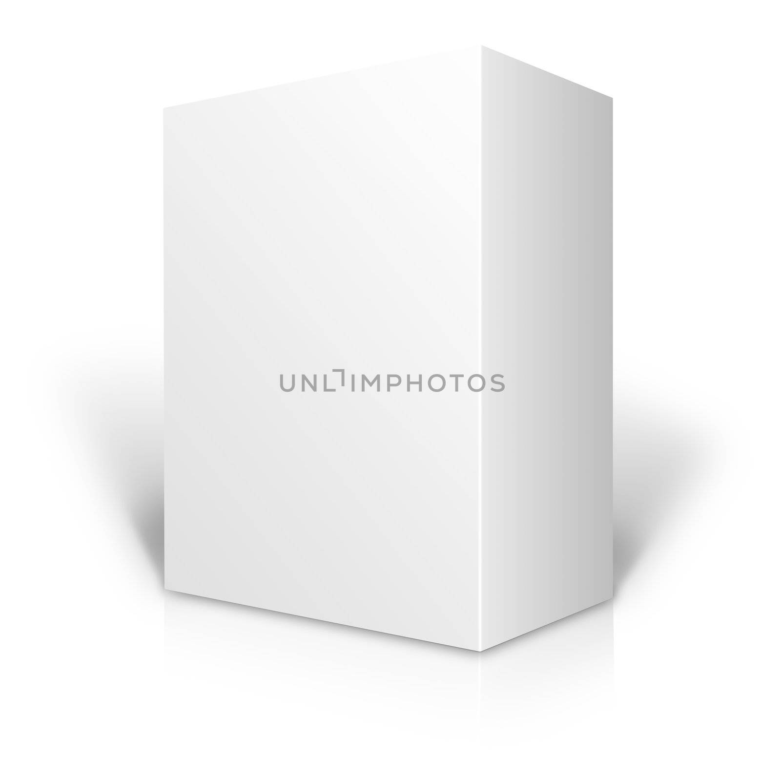 white 3D box blank isolated on white background