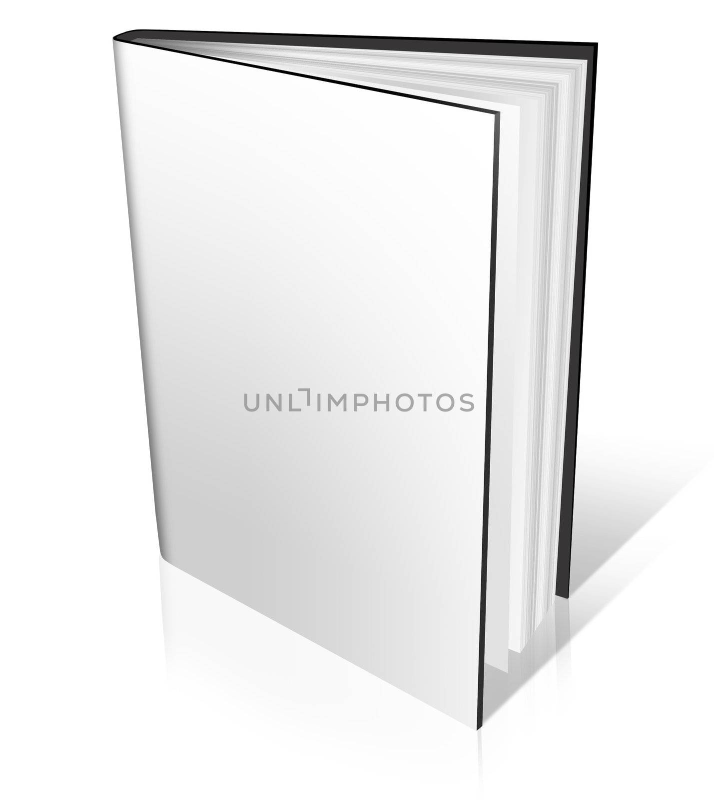 3D white blank Hard Cover Book Open on white background