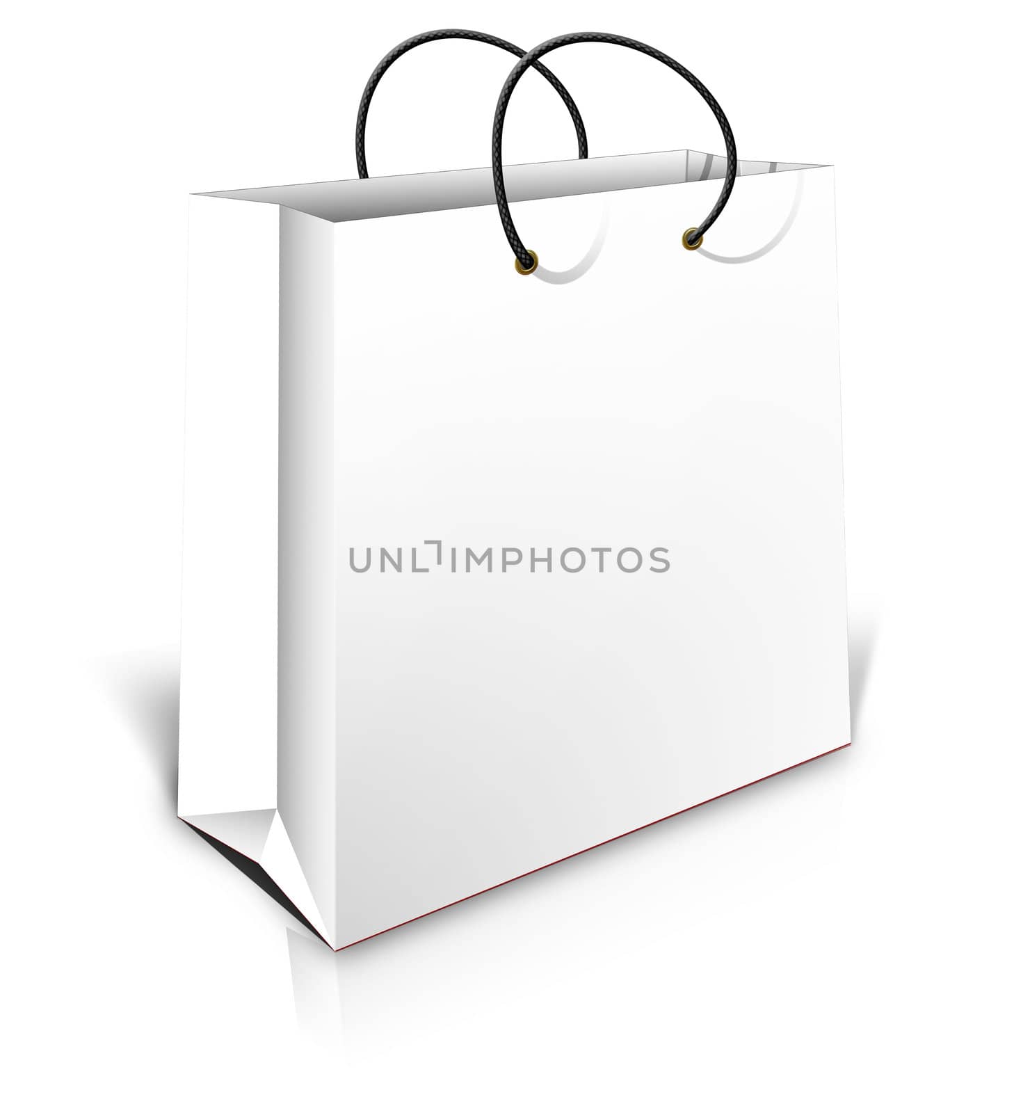 white shopping bag with shadows isolated on white background