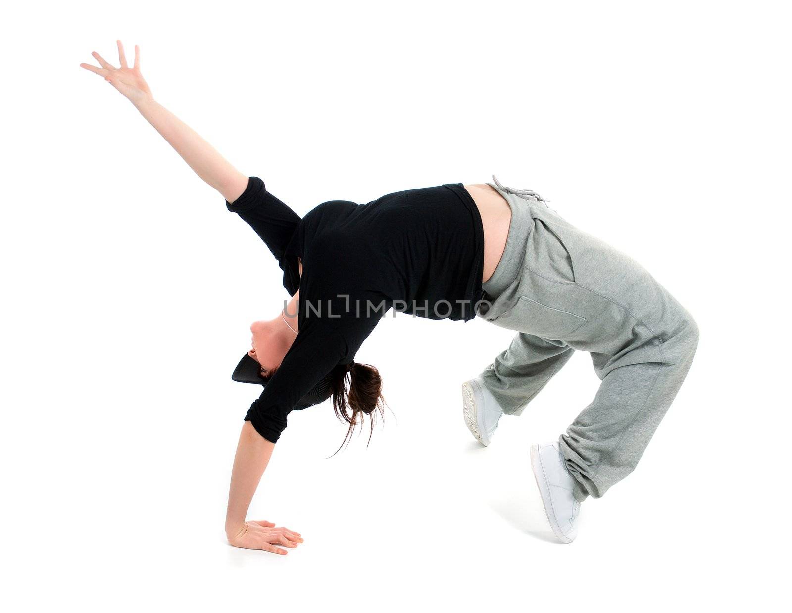 stylish and cool hip hop style dancer posing  on white background