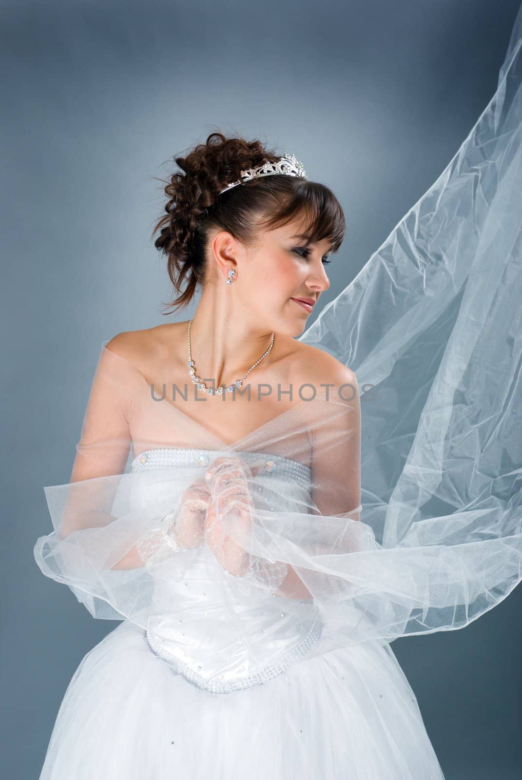  bride dressed in elegance white wedding dress   by Fanfo