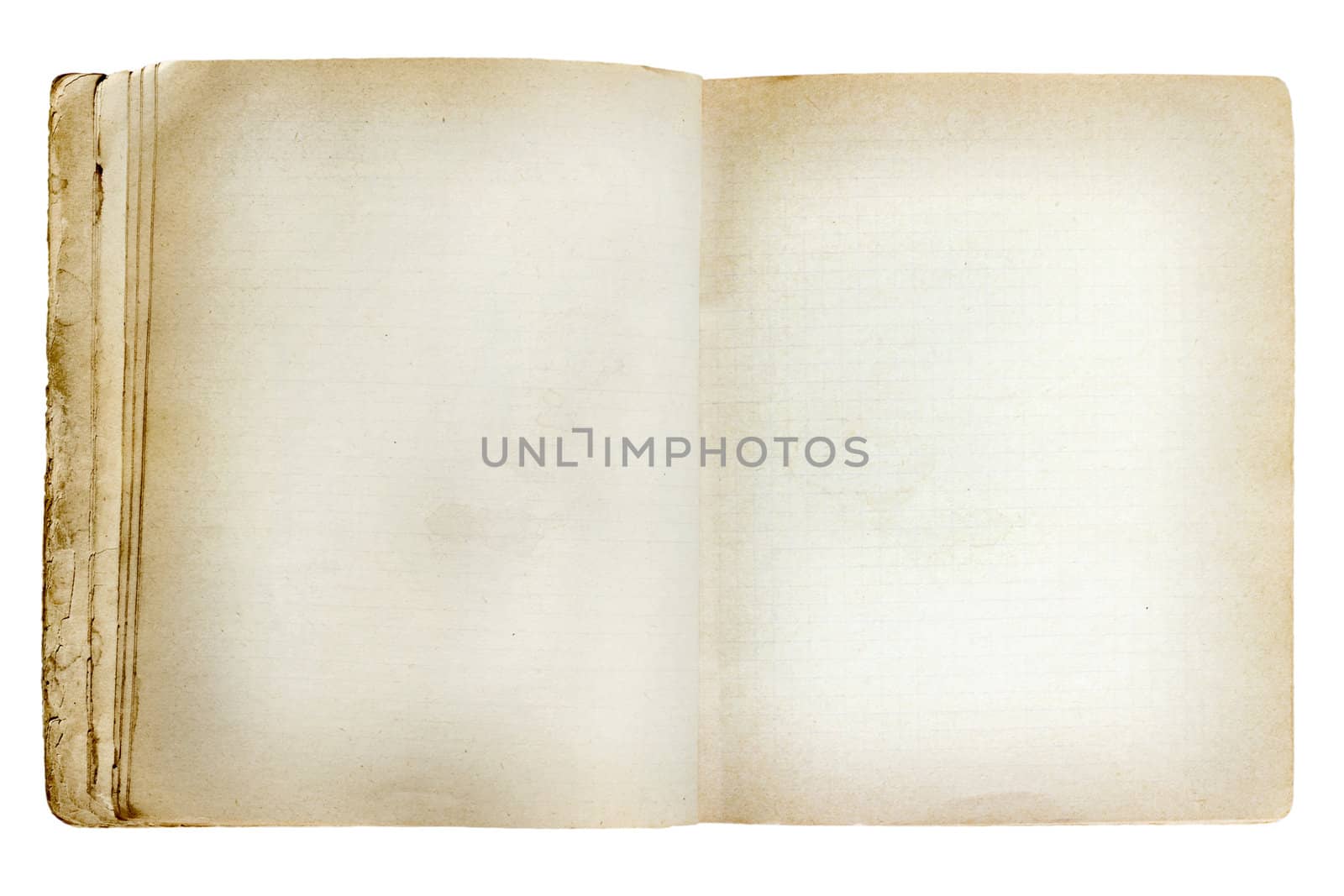 old revealed notebook isolated on white background