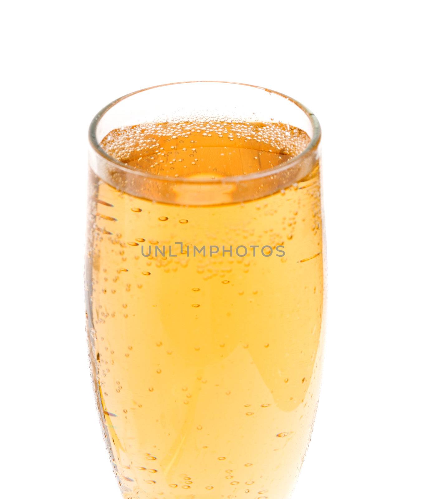 Goblet glass with champaign  on white background