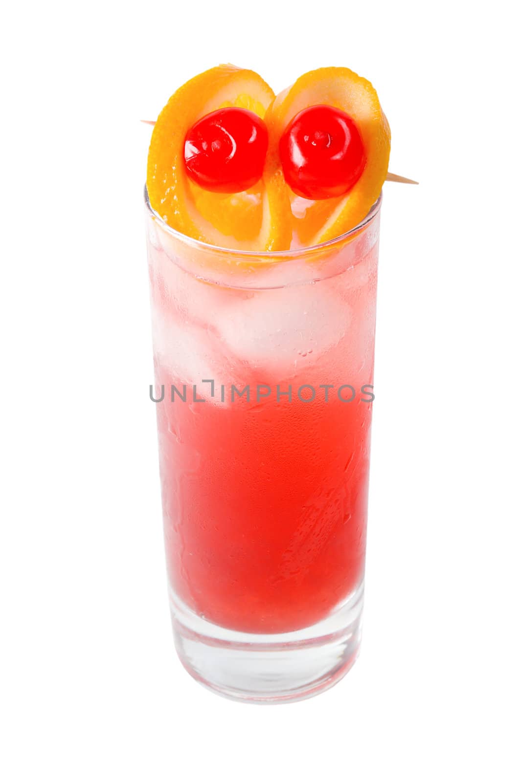 refreshing orange cocktail isolated on white background,clipping Path 