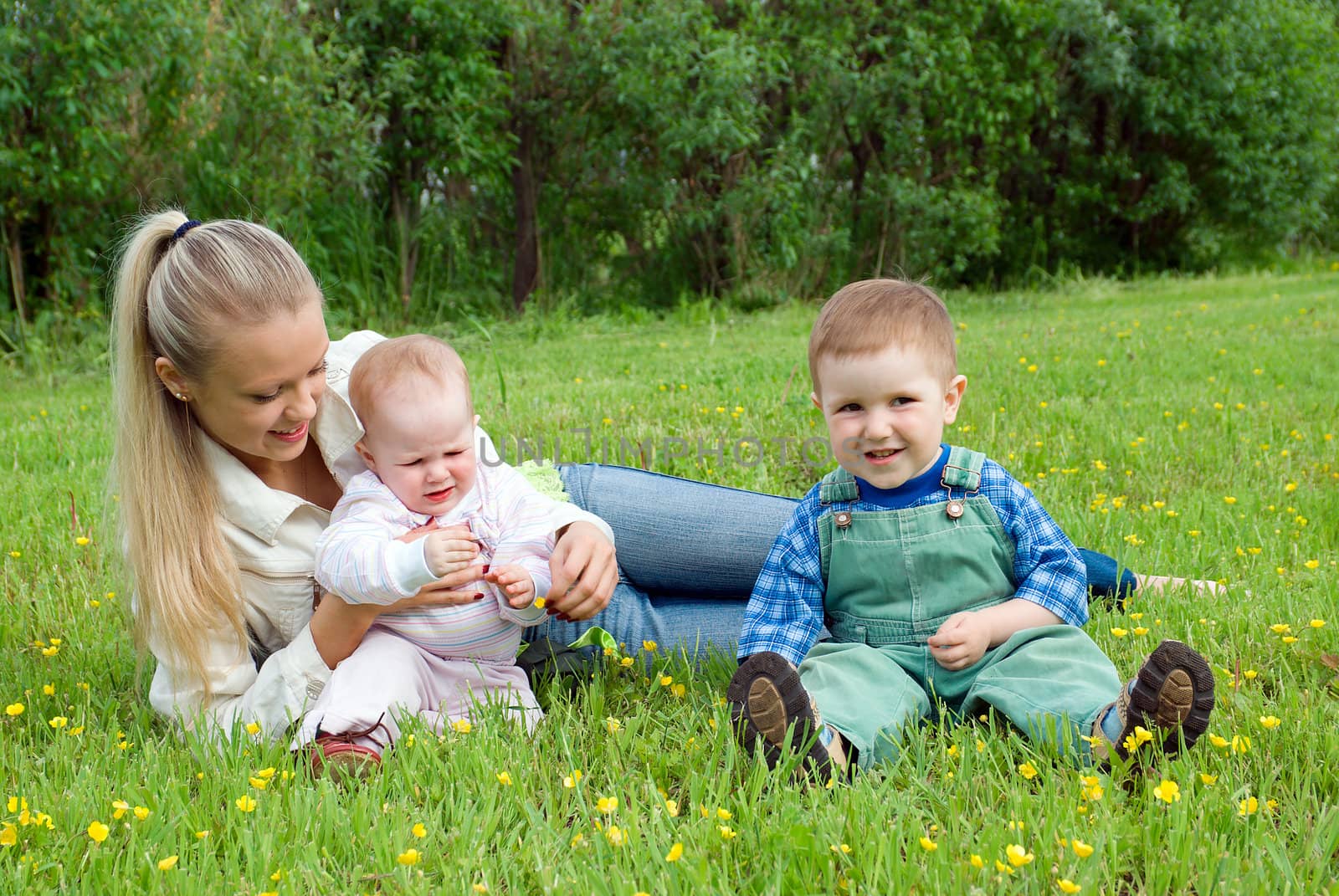 mother since daughter; and son repose on year meadow