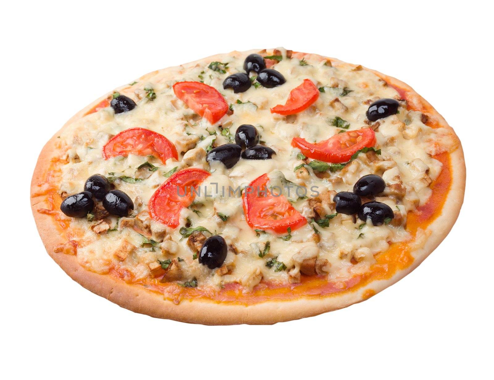 home pizza with tomato and eggplant  