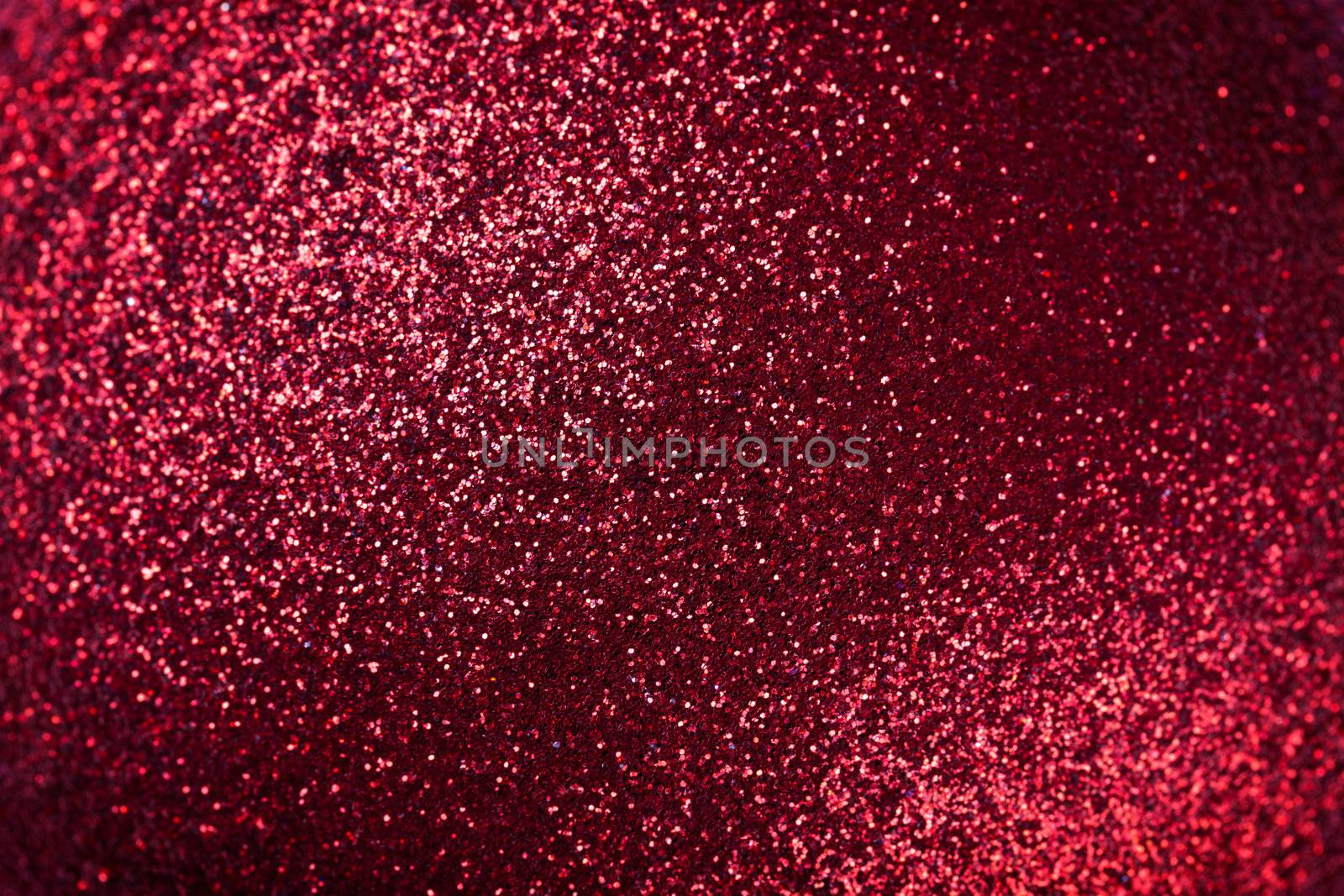 Abstract red christmas background. Bauble macro shot 