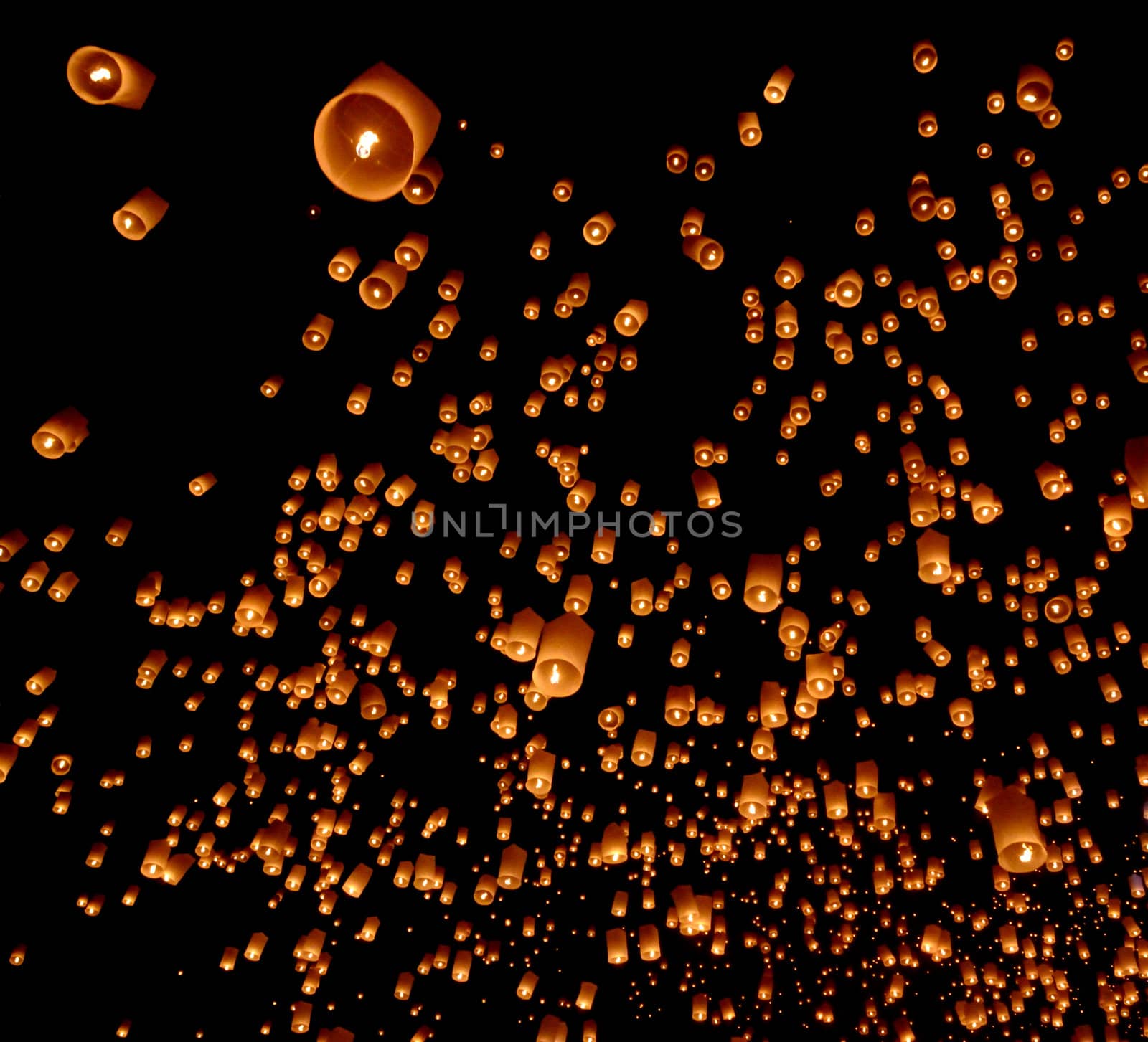 Floating lantern, Yi Peng Balloon Festival in Chiangmai Thailand 