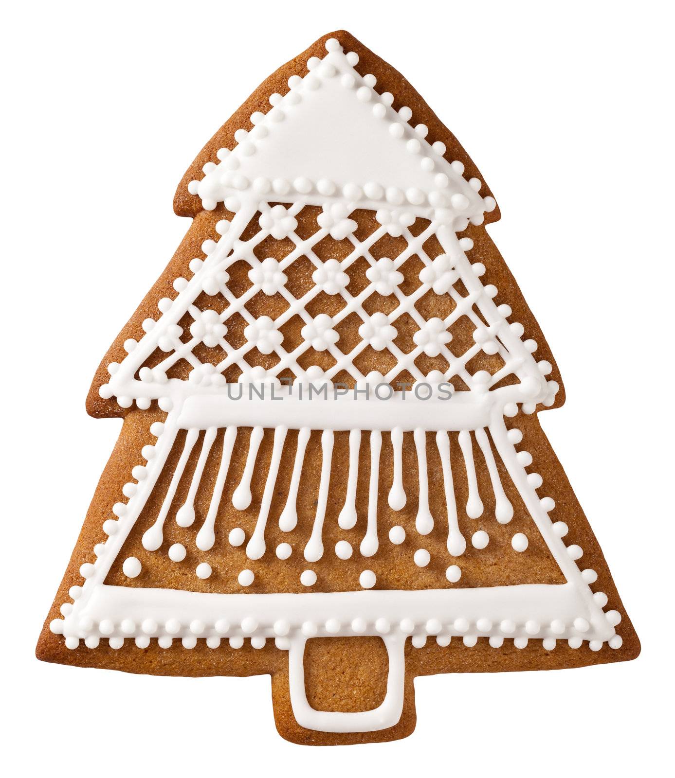 Christmas tree gingerbread isolated on white background