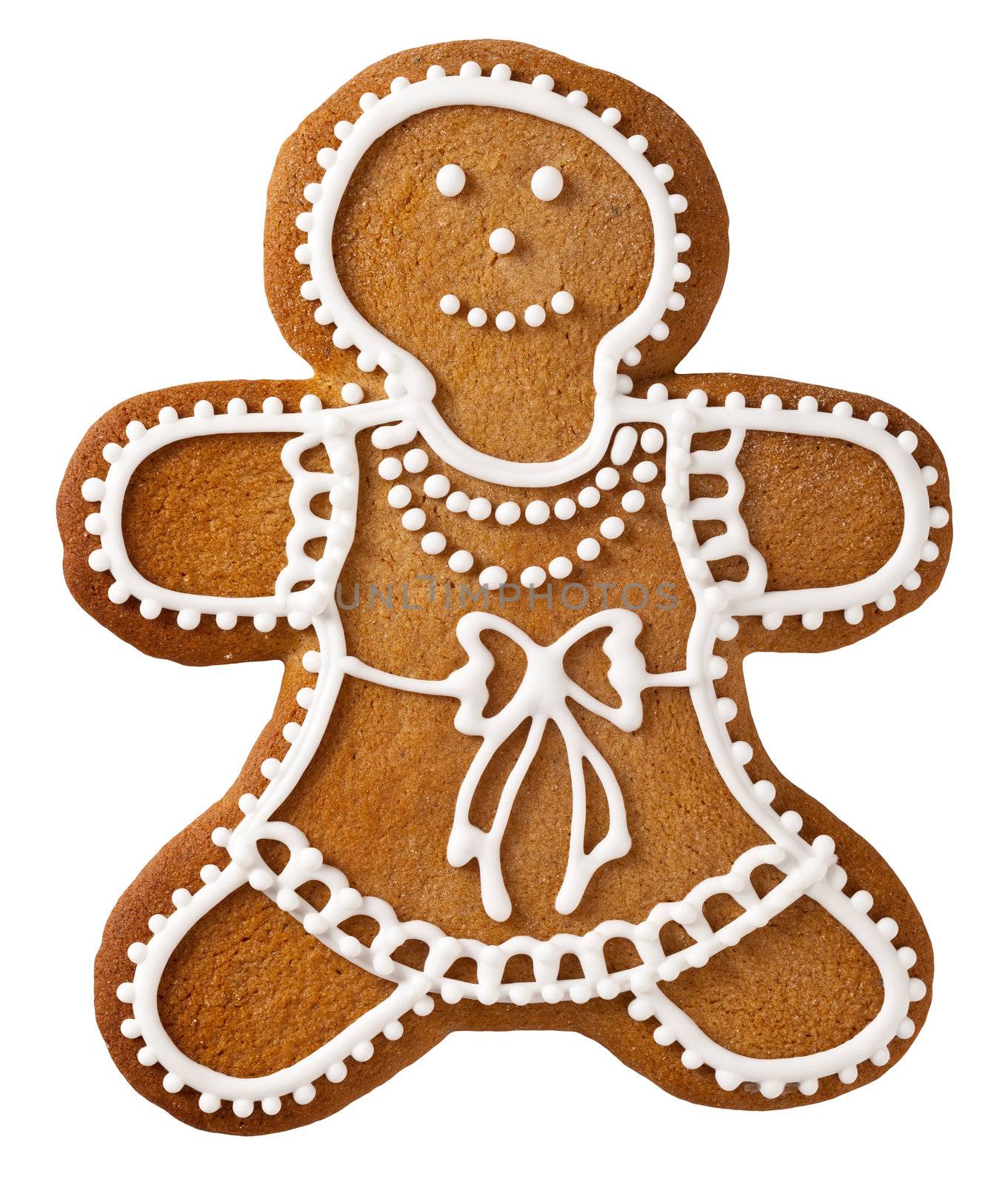 Christmas gingerbread woman isolated on white background