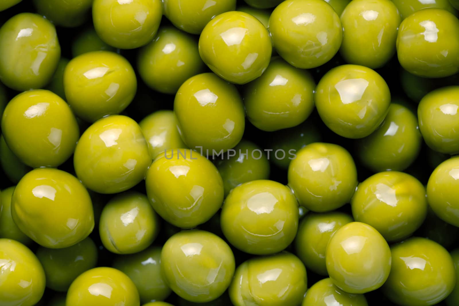 Canned green peas close up for background