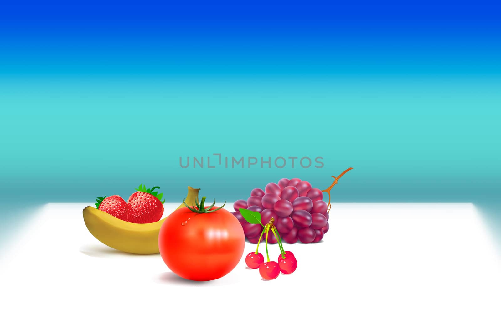 Fruits on a white table