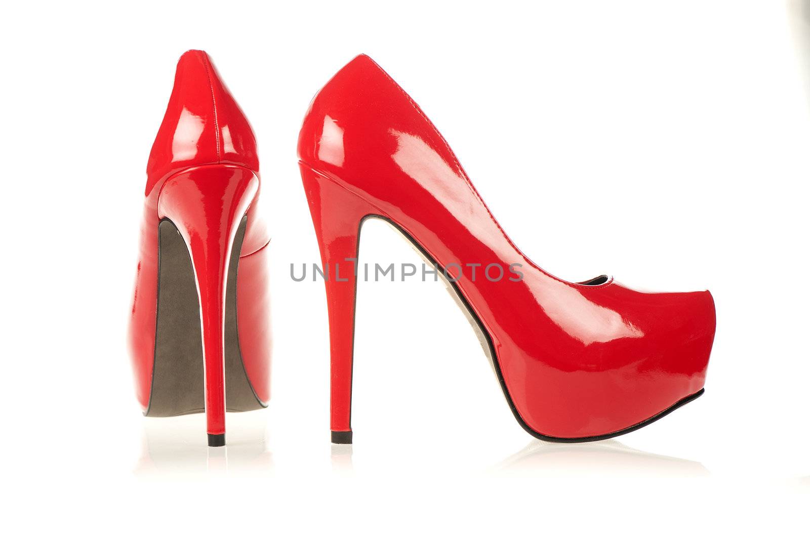 High Heels with inner platform sole, red patent leather