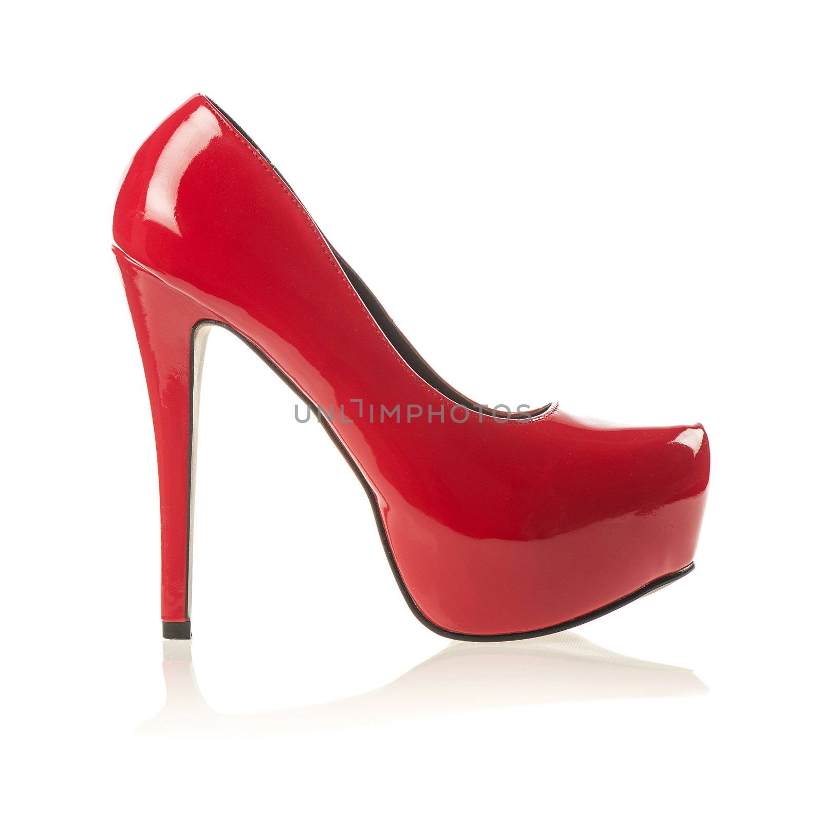 High Heels with inner platform sole, red patent leather