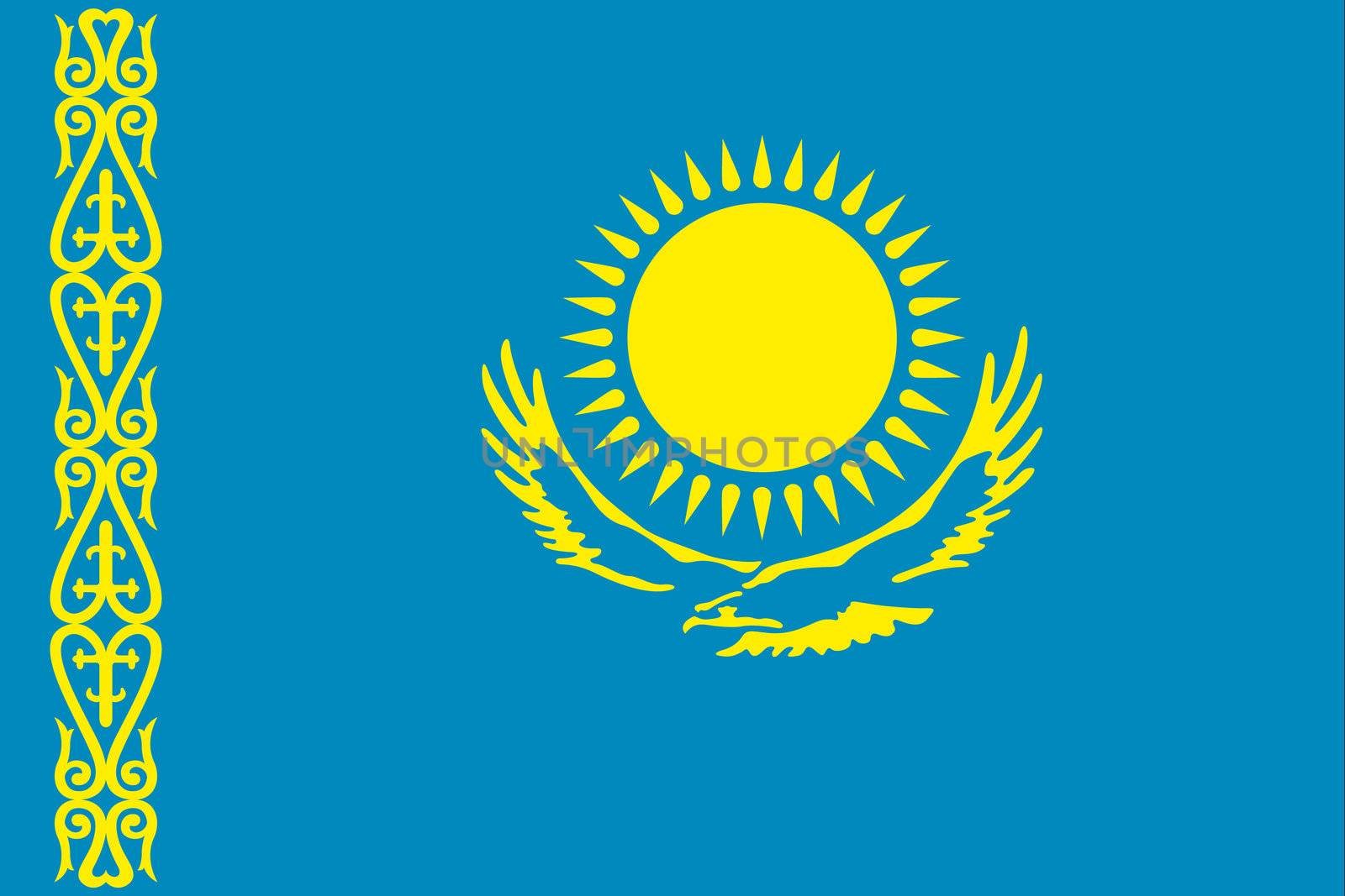 Illustrated Drawing of the flag of Kazakhstan by DragonEyeMedia