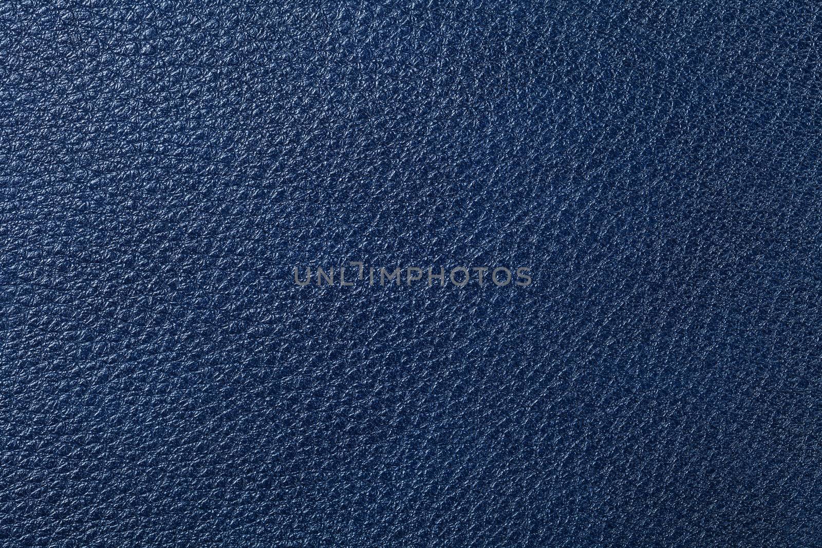 Blue leather texture for background. Top view