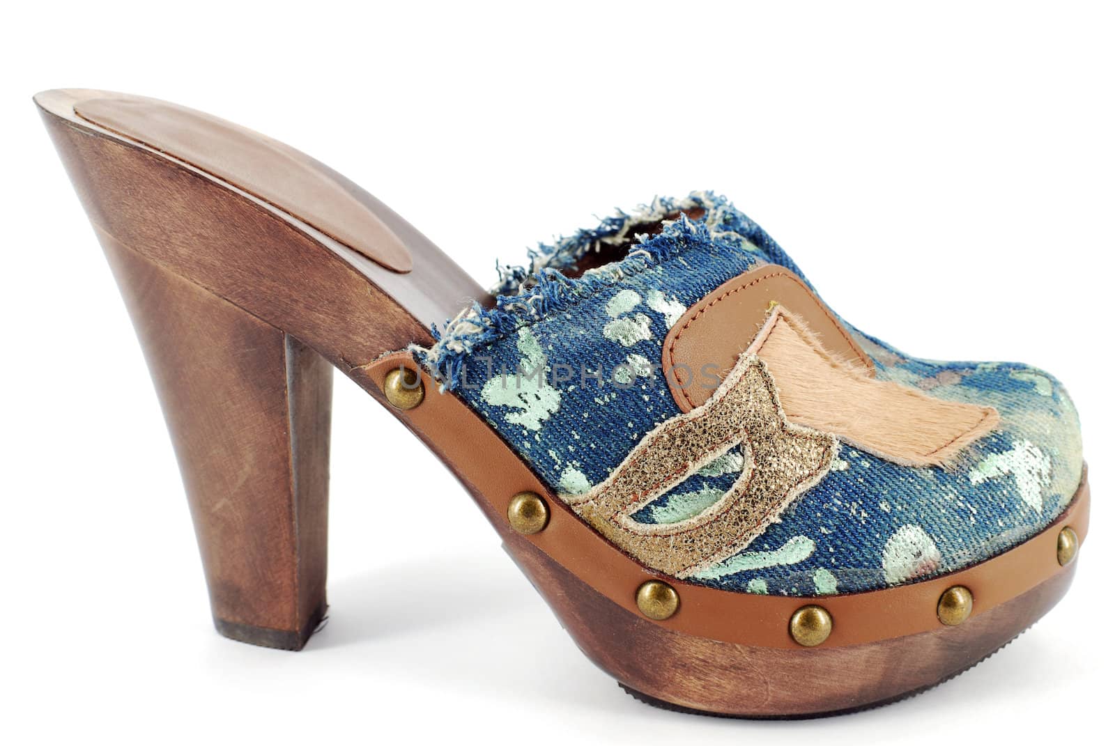 Woman modern clog on white