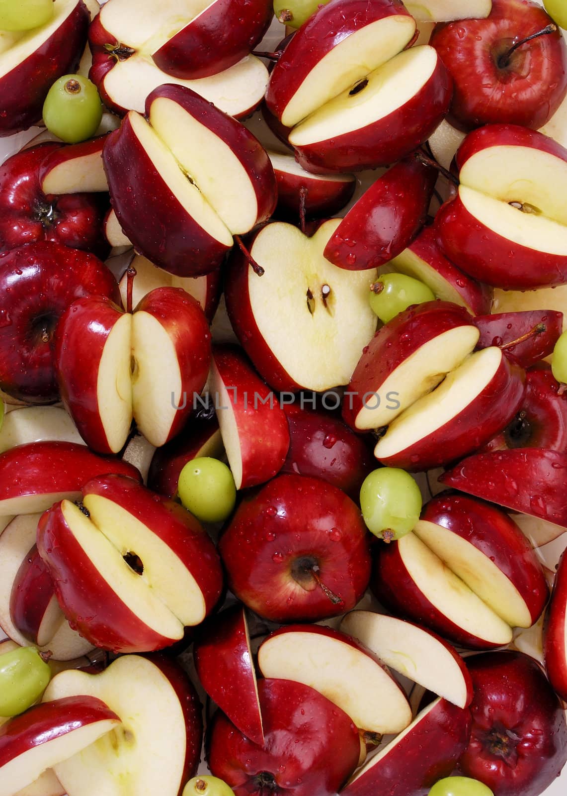 Group of apples and grapes