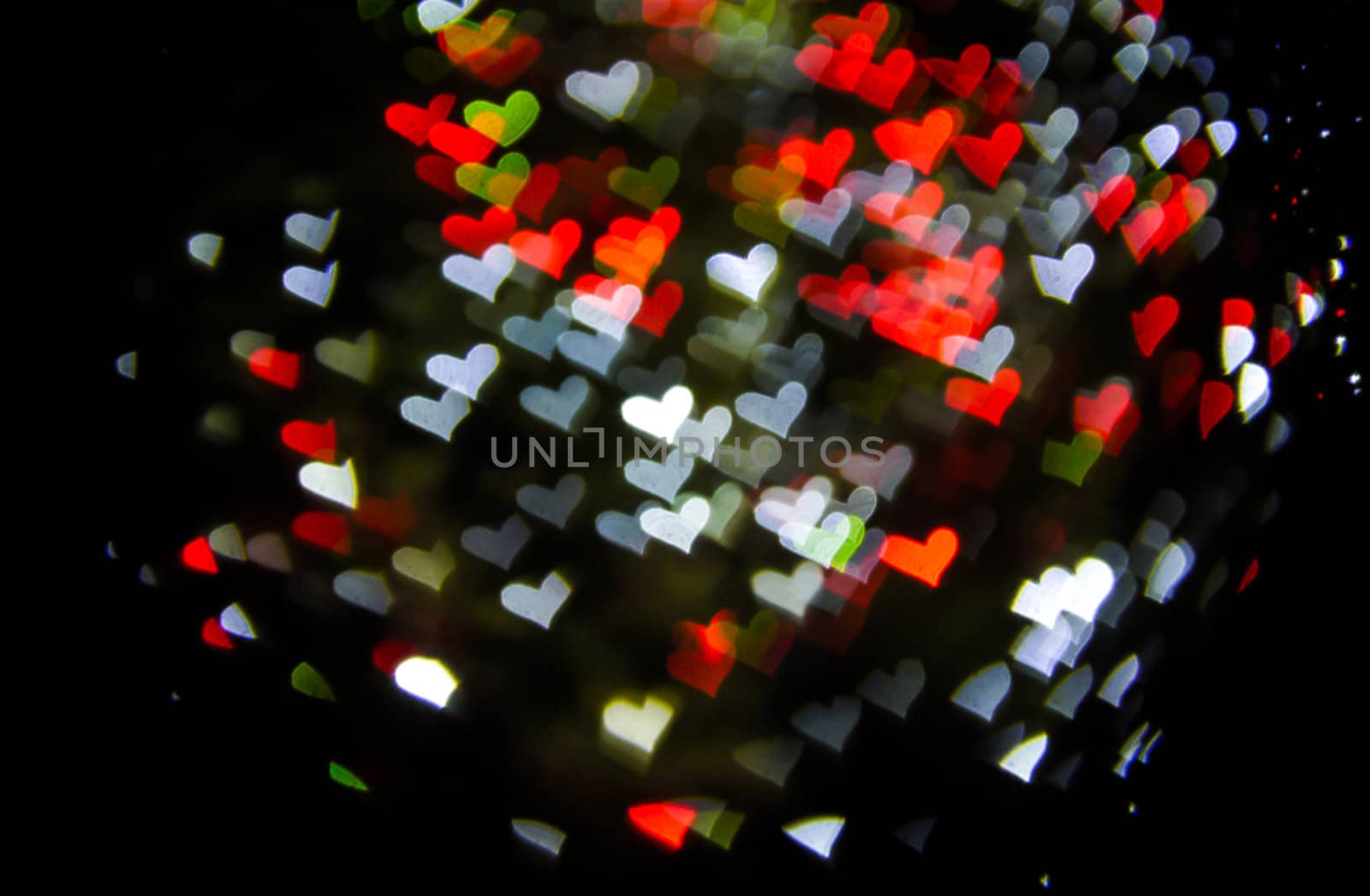 Defocused hearts light background