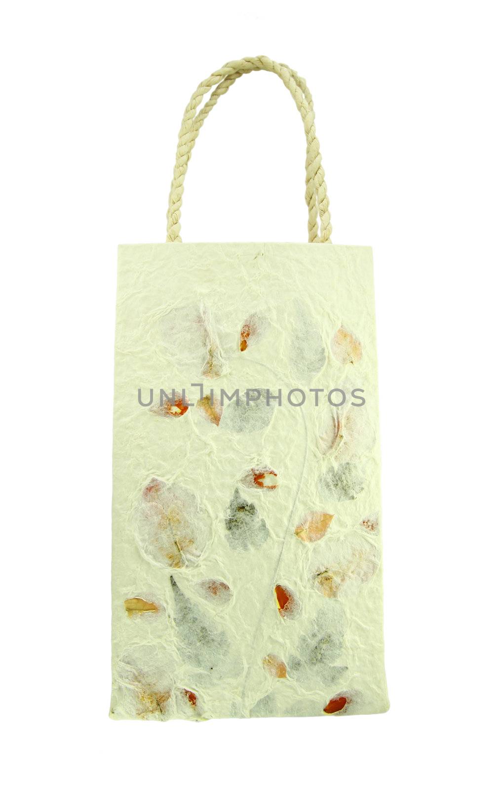 recycled paper craft  paper bag on white background