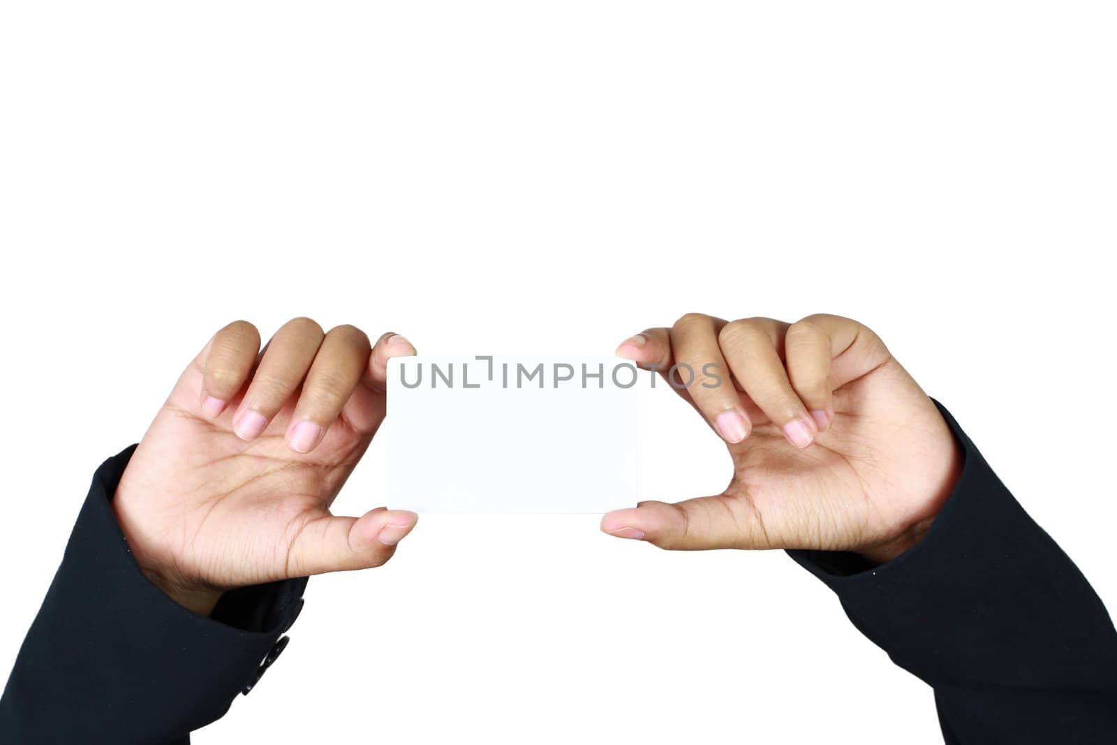 blank business card on white background.