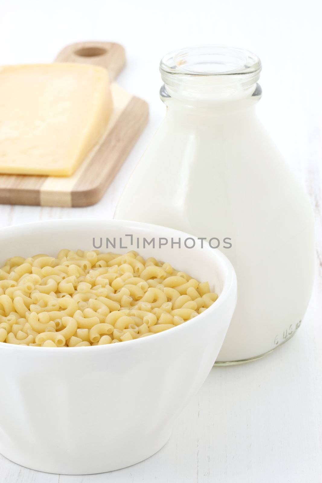 Gourmet macaroni and cheese ingredients. by tacar