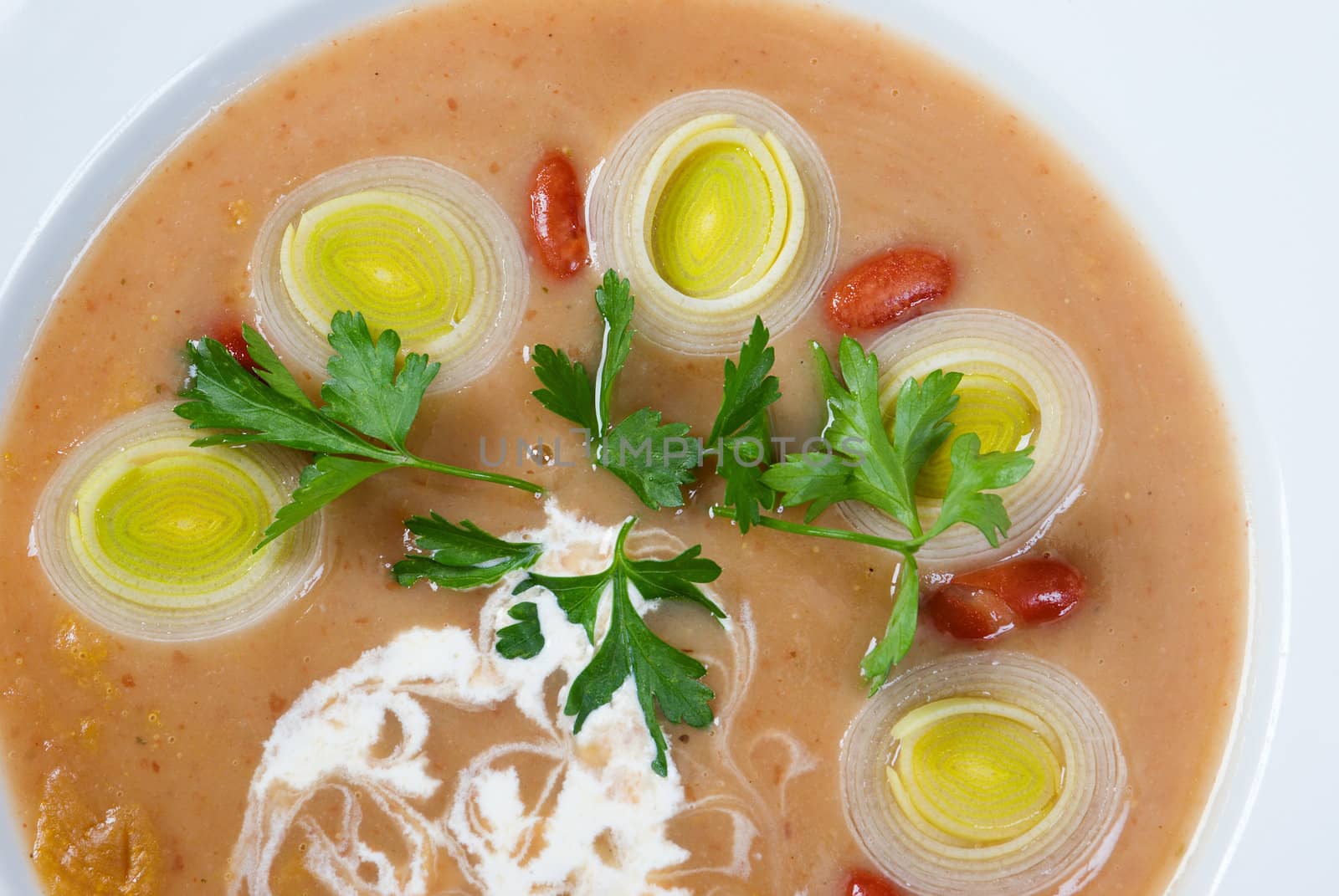 Italian kitchen.meat thick soup with vegetable