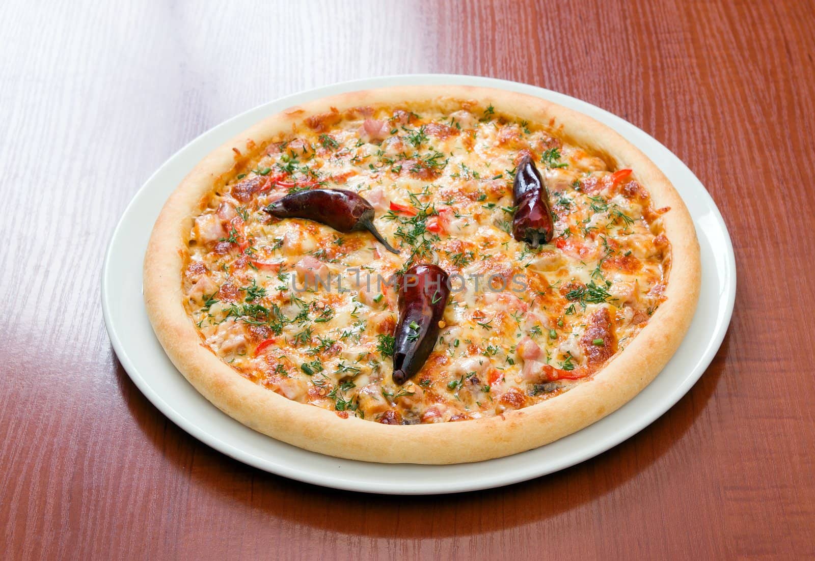 Fast food Pizza.  with sharp pepper.