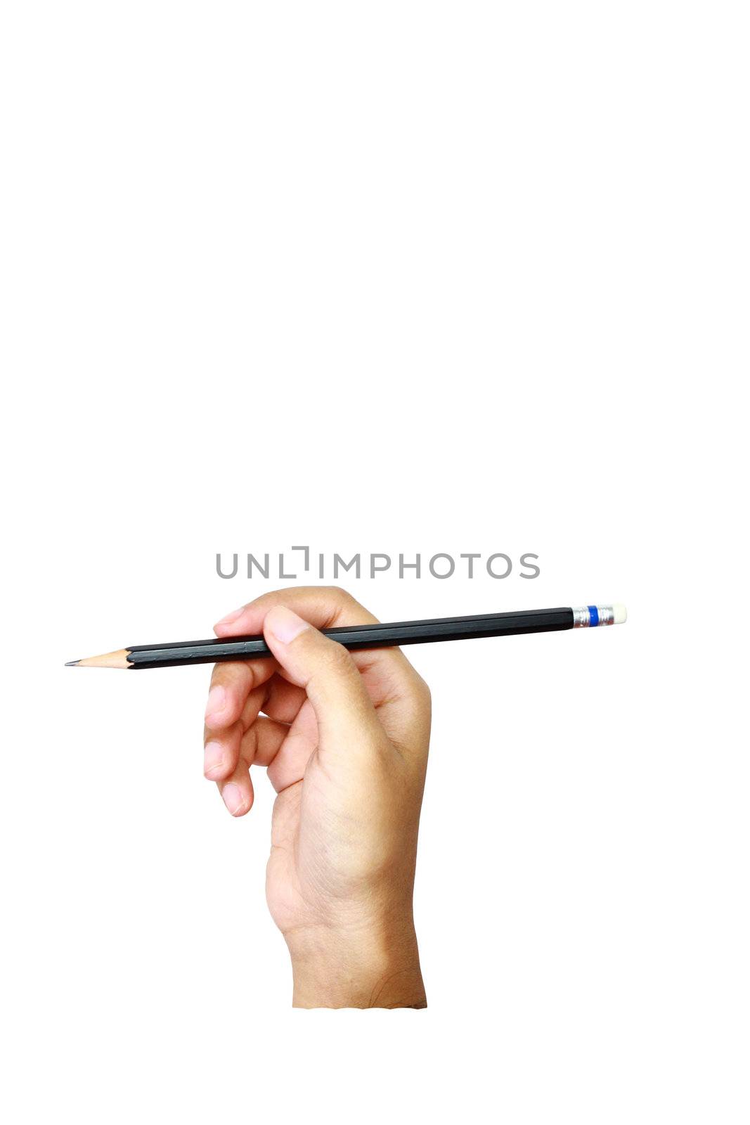 human hands with pencil and writting something