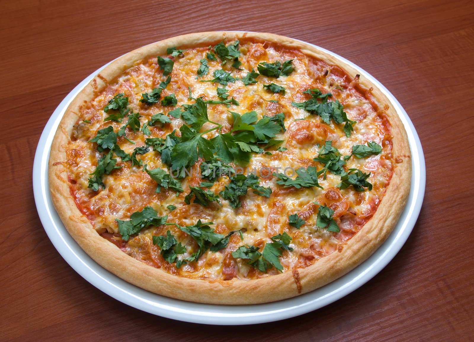Tasty Italian pizza  on plate.Italian kitchen