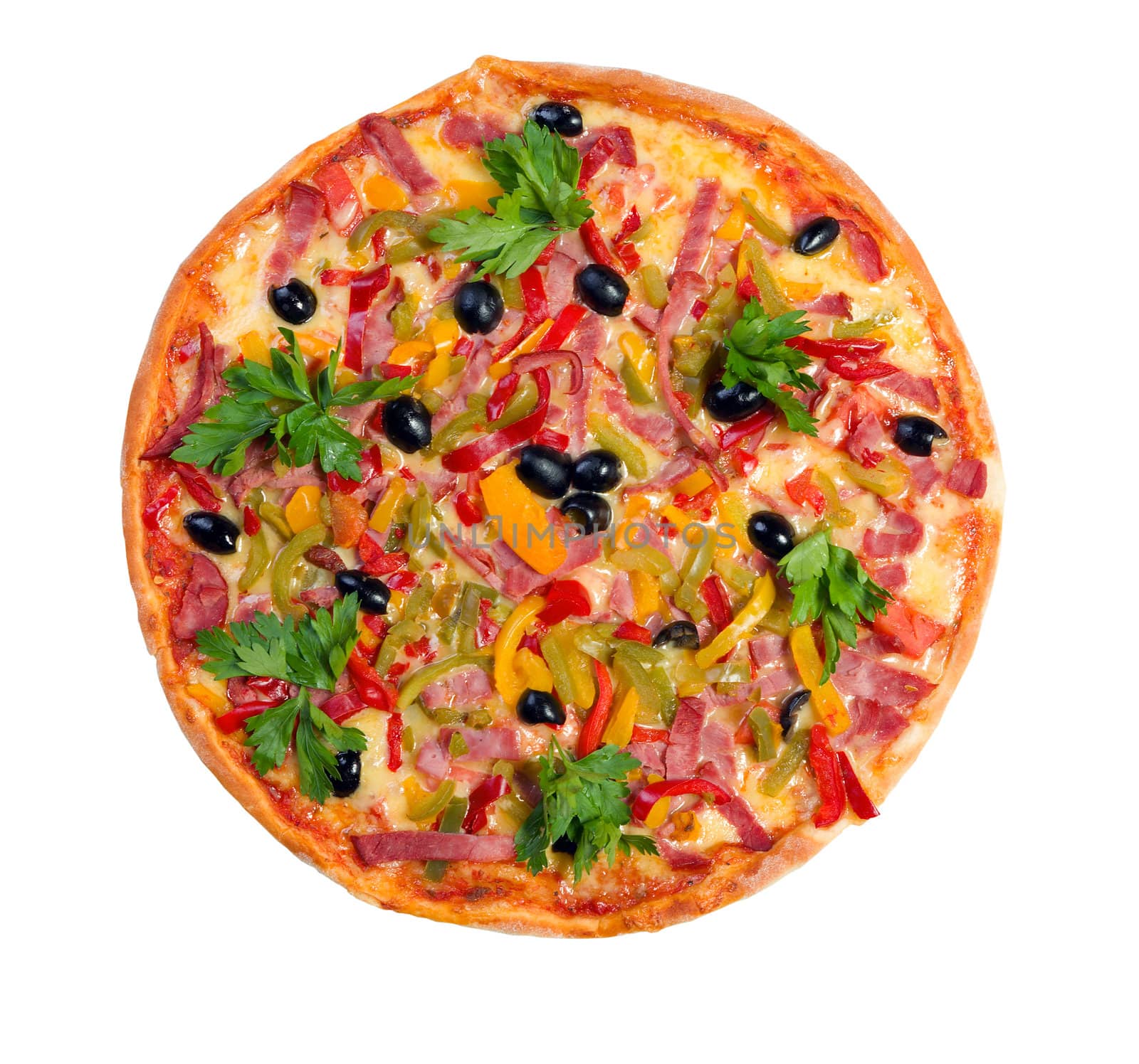Tasty Italian pizza.Neapolitan,Close-up isolated on a white background.