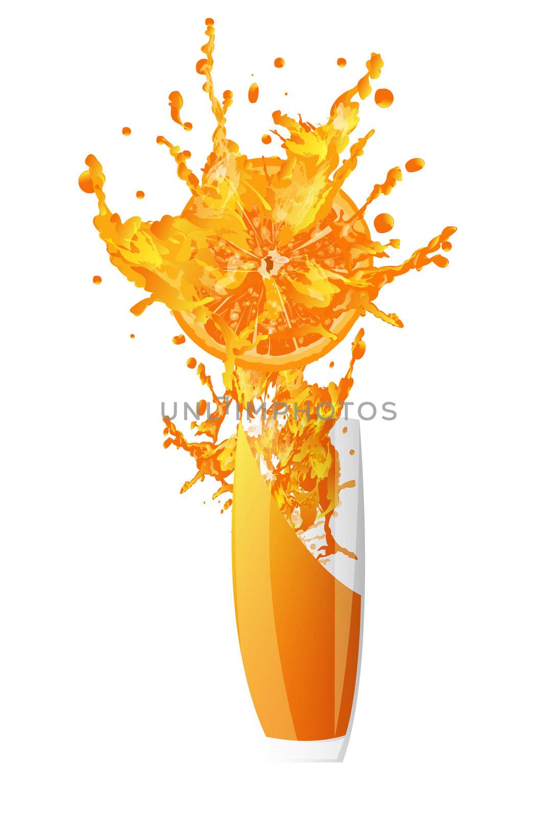 Fresh juice orange on a white background