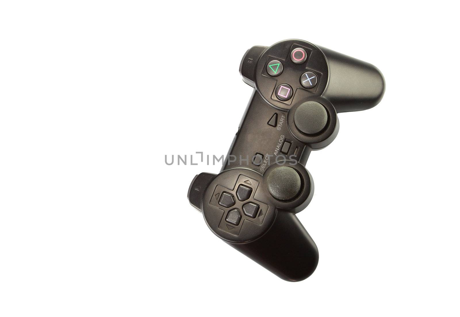 black game controller isolated on white background by bajita111122