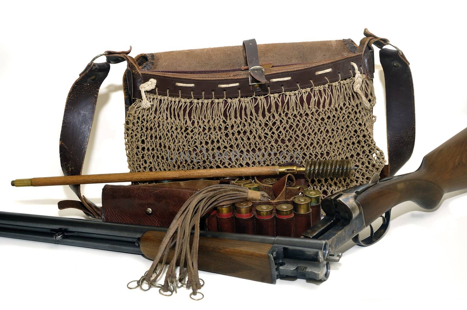 shotgun and its cartridges. Still life representing hunting.