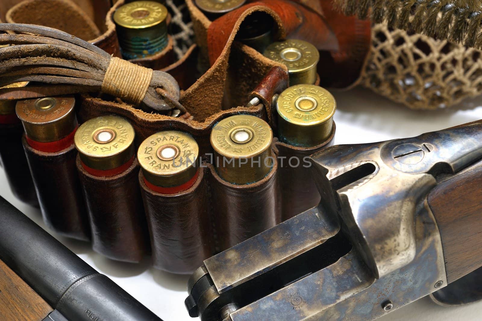 shotgun and its cartridges. Still life representing hunting.