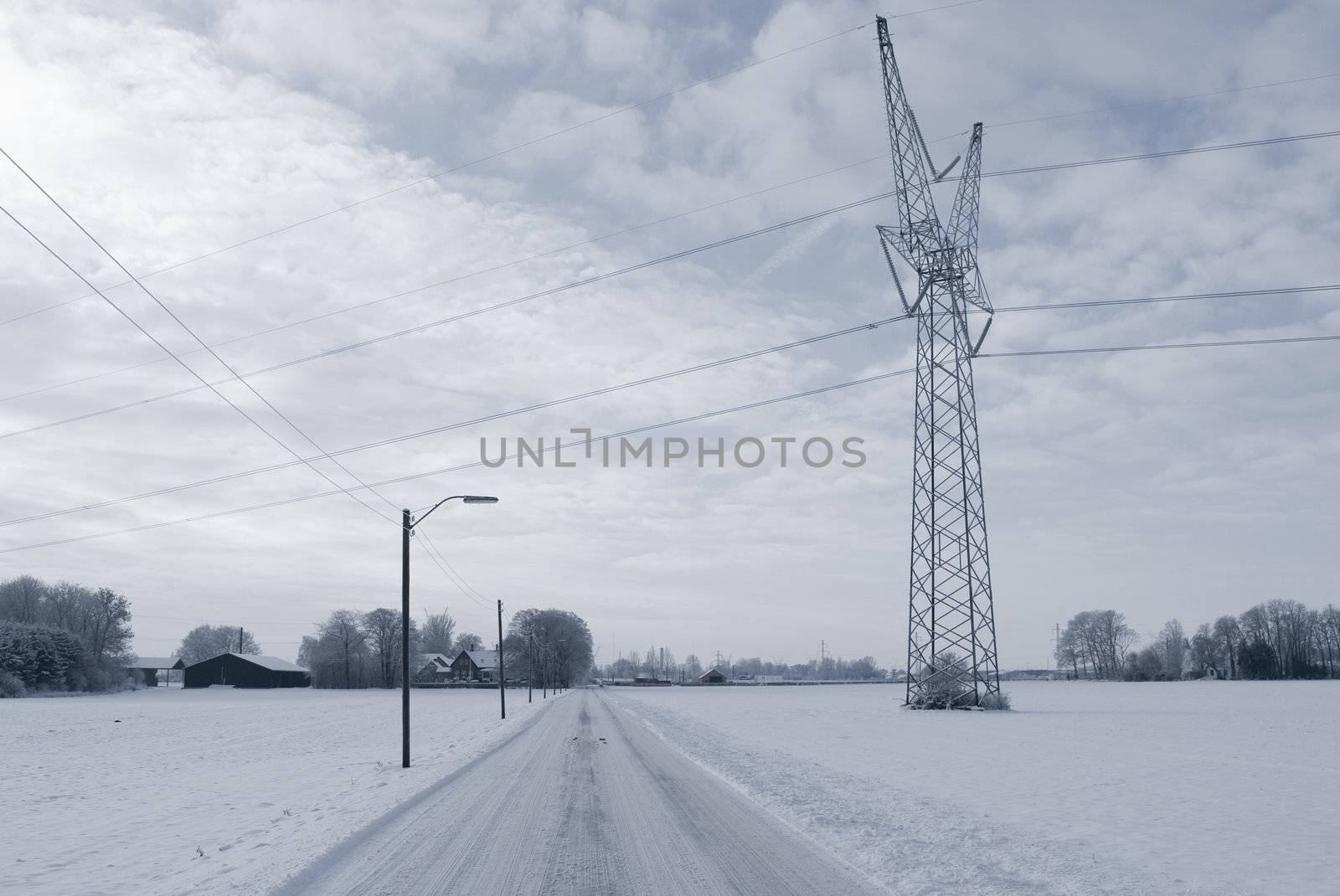 Beautiful winter countryside after snow in December - Denmark