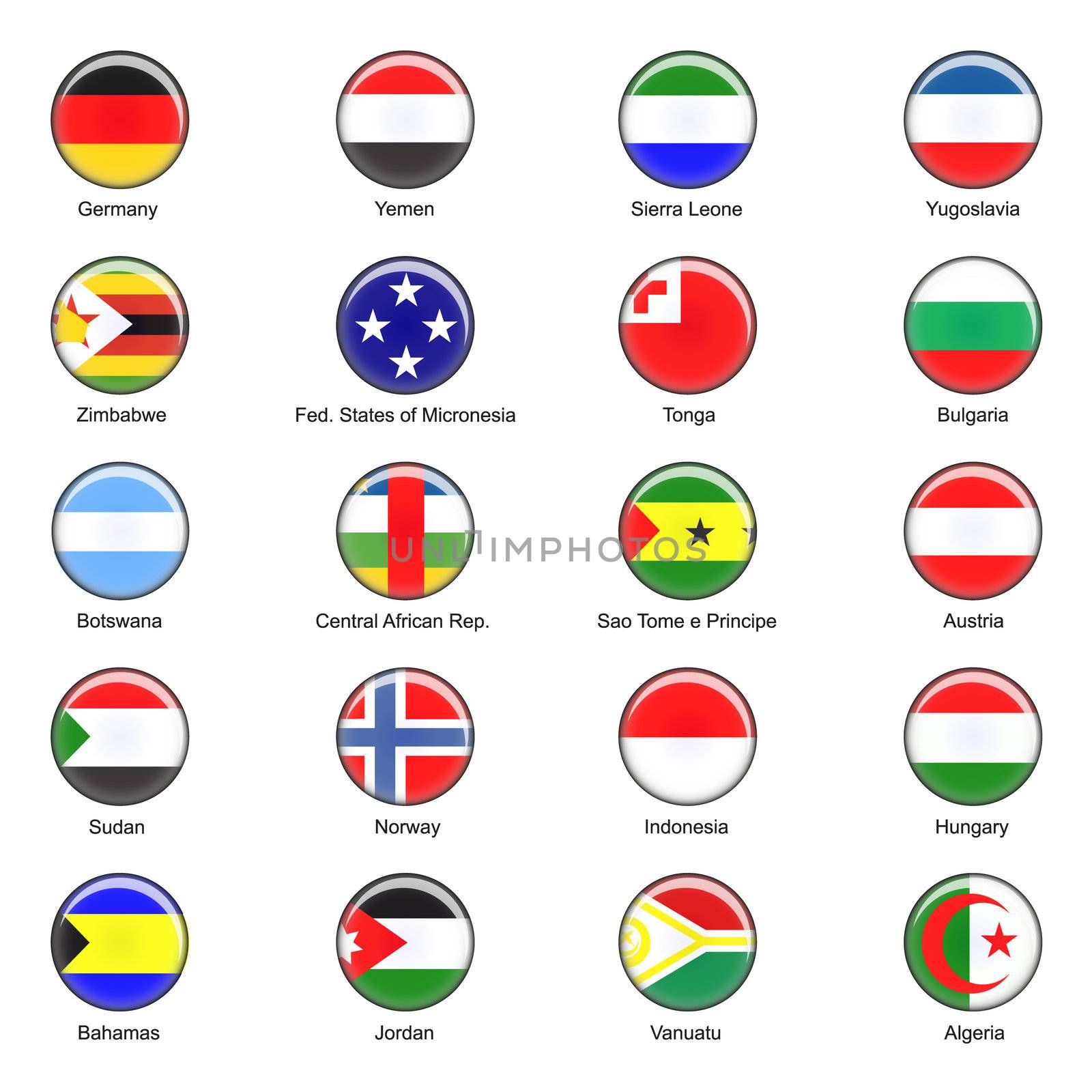 Illustrated Vector World Flag Buttons - Pack 6 of 8