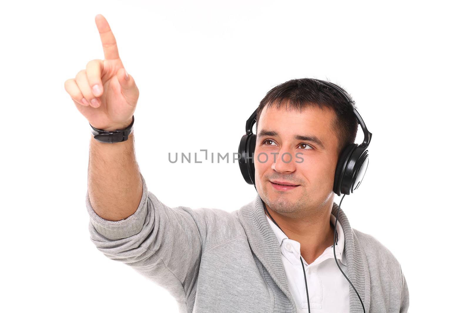 Young handsome man isolated over white background